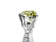 Solitaire Engagement Ring Setting for Fancy Yellow Heart-Shaped Center with Half-Pave Crossover Band and Prong Head in Sterling Silver
