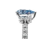 Paired Accent Engagement Ring Setting for Fancy Blue Pear-Shaped Center with Pave Band and Prong Head in White Gold