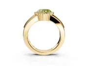 Halo Engagement Ring Setting for Fancy Yellow Heart-Shaped Center with Wide Band, Inlaid Accent Row and Prong Head in Yellow Gold