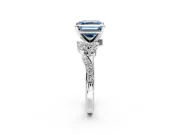 Solitaire Engagement Ring Setting for Fancy Blue Asscher Cut Center with Marquise Accent Twist Band and Prong Head in Platinum