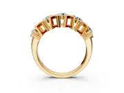 Round Cut Lab-Grown Diamond Channel-Set Wedding Band with X-Prong Detail in Yellow Gold