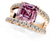 Solitaire Engagement Ring Setting for Fancy Pink Asscher Cut Center with Wide-Open Split Shank and Prong Head in Rose Gold