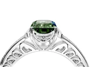 Floral Engagement Ring Setting for Fancy Green Emerald Cut Center with Four Accent Clusters and Prong Head in Platinum