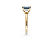 Minimalist Solitaire Engagement Ring Setting for Fancy Blue Emerald Cut Center with Thin Band and Prong Head in Yellow Gold