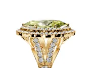 Double Halo Engagement Ring Setting for Fancy Yellow Marquise Center with Narrow Pave Split Shank and Prong Head in Yellow Gold