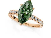 Solitaire Engagement Ring Setting for Fancy Green Marquise Center with Large Accents and Prong Head in Rose Gold