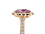 Halo Engagement Ring Setting for Fancy Pink Oval Center with Pave Accents, Heart Basket and Prong Head in Rose Gold