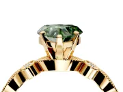 Solitaire Engagement Ring Setting for Fancy Green Heart-Shaped Center with Milgrain Bezel Accents and Prong Head in Yellow Gold
