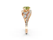 Halo Engagement Ring Setting for Fancy Yellow Round Cut Center with Marquise and Pave Bypass Band and Prong Head in Rose Gold
