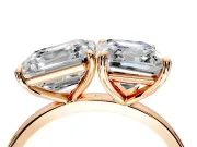 Asscher Cut and Emerald Cut Lab-Grown Diamond Toi et Moi Engagement Ring with Prong-Set Stones in Rose Gold