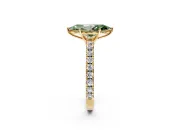 Solitaire Engagement Ring Setting for Fancy Green Marquise Center with Large Accent Band and Prong Head in Yellow Gold