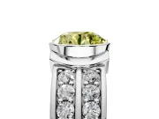 Bezel Engagement Ring Setting for Fancy Yellow Round Cut Center with Wide Channel-Set Band and Bezel Head in Platinum