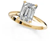 Solitaire Engagement Ring Setting for Emerald Cut Center with Knife Ridge Band and Claw Prong Head in Yellow Gold