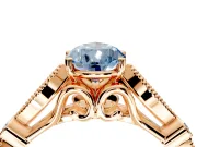 Solitaire Engagement Ring Setting for Fancy Blue Pear-Shaped Center with Marquise and Bezel Accents and Prong Head in Rose Gold