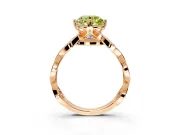 Solitaire Engagement Ring Setting for Fancy Yellow Round Cut Center with Accented Twist Band and Leaf Prong Head in Rose Gold