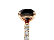 Solitaire Engagement Ring Setting for Fancy Black Cushion Cut Center with Pave Accents and Prong Head in Rose Gold