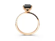 Solitaire Engagement Ring Setting for Fancy Black Princess Cut Center with Fine Pave Accents and Prong Head in Rose Gold