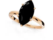 Hidden Halo Engagement Ring Setting for Fancy Black Marquise Center with Plain Band and Tall Prong Head in Rose Gold