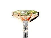 Baguette Engagement Ring Setting for Fancy Yellow Marquise Center with Alternating Bar-Set Band and Prong Head in Rose Gold