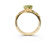 Cluster Engagement Ring Setting for Fancy Yellow Heart-Shaped Center with Round Cut Accent Band and Prong Head in Yellow Gold