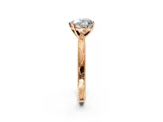 Solitaire Engagement Ring Setting for Heart-Shaped Center with Engraved Milgrain Band and Prong Head in Rose Gold