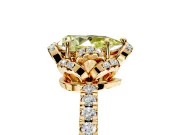 Halo Engagement Ring Setting for Fancy Yellow Pear-Shaped Center with Openwork Halo, Pave Band and Prong Head in Yellow Gold