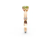Solitaire Engagement Ring Setting for Fancy Yellow Cushion Cut Center with Carved Leaf Shoulders and Prong Head in Rose Gold