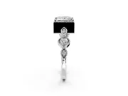 Vintage Station Engagement Ring Setting for Princess Cut Center with Accents and Prong Head in White Gold