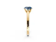 Solitaire Engagement Ring Setting for Fancy Blue Round Cut Center with Flat-Sided Plain Band and Prong Head in Yellow Gold
