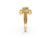 Solitaire Engagement Ring Setting for Fancy Yellow Cushion Cut Center with Twisted Band and Scroll Prong Head in Yellow Gold