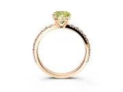 Solitaire Engagement Ring Setting for Fancy Yellow Cushion Cut Center with Large Accent Band and Prong Head in Rose Gold