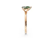 Solitaire Engagement Ring Setting for Fancy Green Pear-Shaped Center with Straight Thin Band and Prong Head in Rose Gold