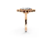Cluster Halo Engagement Ring Setting for Marquise Center with Milgrain Bezel Accents and Prong Head in Rose Gold