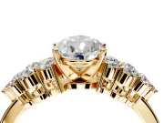 Cluster Engagement Ring Setting for Pear-Shaped Center with 2-Row Shoulder Clusters and Prong Head in Yellow Gold