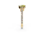 Solitaire Engagement Ring Setting for Fancy Yellow Oval Center with Widening Pave Band and Claw Prong Head in Yellow Gold