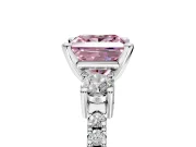 3 Stone Engagement Ring Setting for Fancy Pink Princess Cut Center with Round Cut Side Accents and Prong Head in Sterling Silver