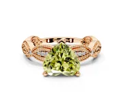 Solitaire Engagement Ring Setting for Fancy Yellow Heart-Shaped Center with Marquise Panel Band and Prong Head in Rose Gold