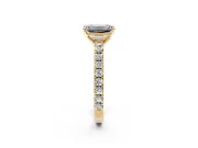 Solitaire Engagement Ring Setting for Emerald Cut Center with Large Accent Band and Prong Head in Yellow Gold