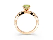 Solitaire Engagement Ring Setting for Fancy Yellow Cushion Cut Center with Criss-Cross Accent Band and Prong Head in Rose Gold