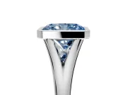 Solitaire Engagement Ring Setting for Fancy Blue Radiant Cut Center with V Split Shank and Bezel Head in Platinum