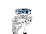 Solitaire Engagement Ring Setting for Fancy Blue Oval Center with Pave Bypass Twist Band and Prong Head in Sterling Silver