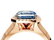Halo Engagement Ring Setting for Fancy Blue Asscher Cut Center with Knife Ridge Cathedral Band and Prong Head in Rose Gold