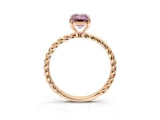 Solitaire Engagement Ring Setting for Fancy Pink Emerald Cut Center with Plain Twisted Rope Band and Prong Head in Rose Gold