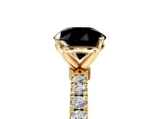 Open Basket Engagement Ring Setting for Fancy Black Round Cut Center with Pave Band and Prong Head in Yellow Gold