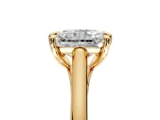 Solitaire Engagement Ring Setting for Radiant Cut Center with Cathedral Band and Prong Head in Yellow Gold