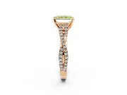 Solitaire Engagement Ring Setting for Fancy Yellow Radiant Cut Center with Twisted Pave Split Shank and Prong Head in Rose Gold