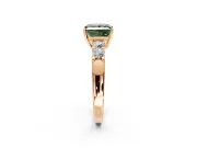 5 Stone Engagement Ring Setting for Fancy Green Princess Cut Center with Plain Band and Prong Head in Rose Gold