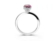 Solitaire Engagement Ring Setting for Fancy Pink Radiant Cut Center with Fine Wire Band and Prong Head in Platinum