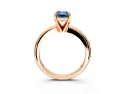 Solitaire Engagement Ring Setting for Fancy Blue Emerald Cut Center with Wire Band and Prong Head in Rose Gold