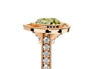 Halo Engagement Ring Setting for Fancy Yellow Heart-Shaped Center with Milgrain Pave Band and Bezel Head in Rose Gold